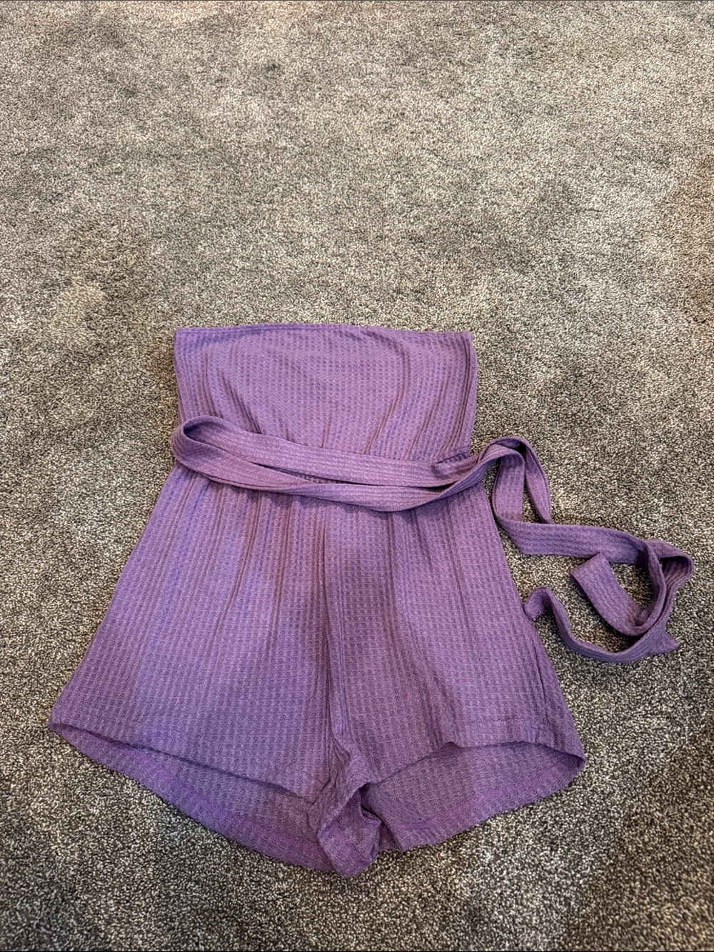 SHEIN Purple Strapless Tie-Waist Romper Shorts